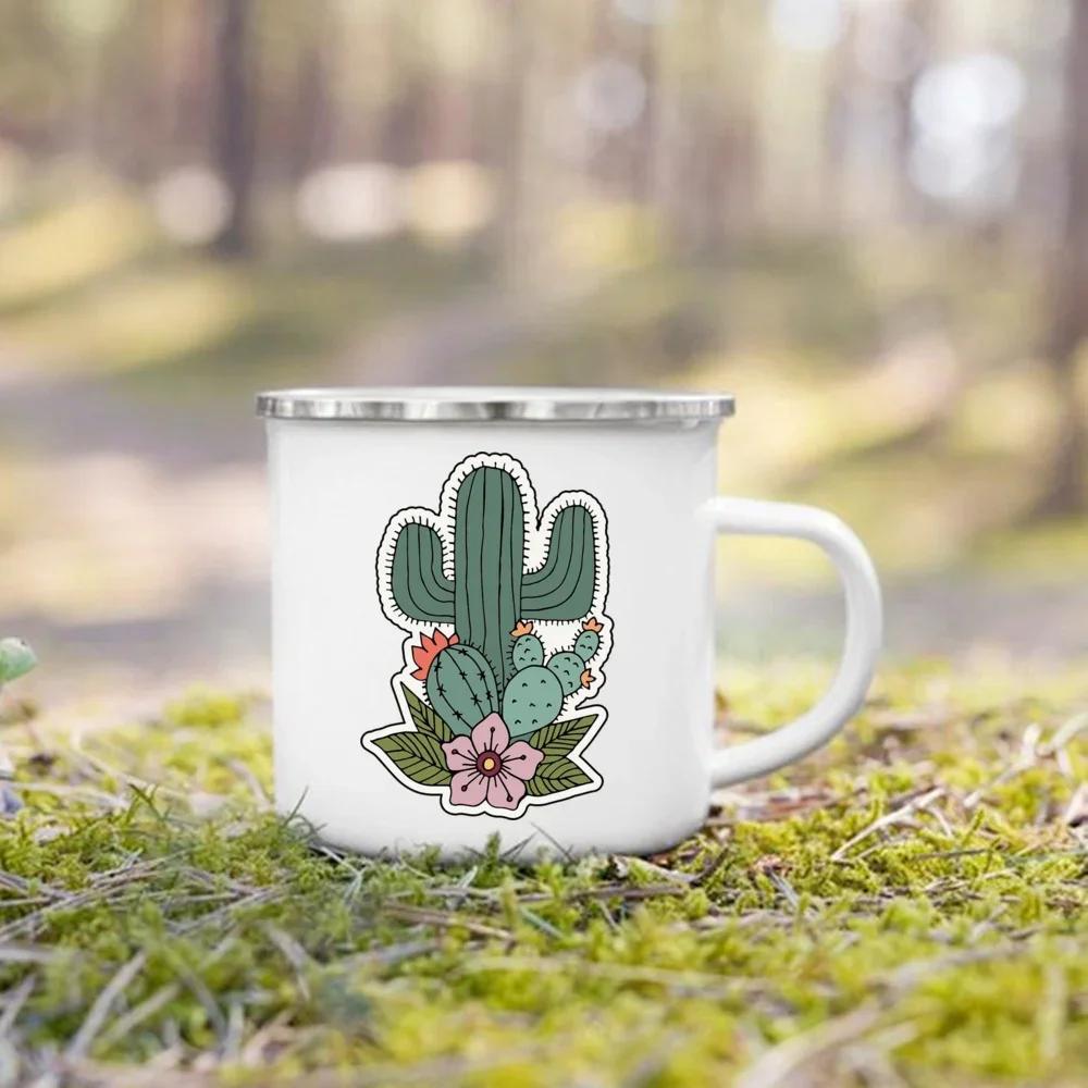 Camping Coffee Handle Cup Sometimes Nature Is All You Need Print Enamel Mugs Nature Hiking Water Tea Mug Holiday Travel Gift Cup
