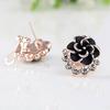Kvinner Peon Camellia Flower Rhinestones Legering Ear Stud øredobber Party smykker