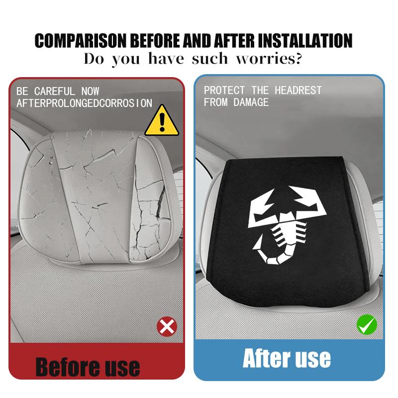For Abarth Car Logo Seat Headrest Cover Suede Perforated Pillowcase Pad 500 FR FIAT Linea Panda DobloAlbea Astra Bravo