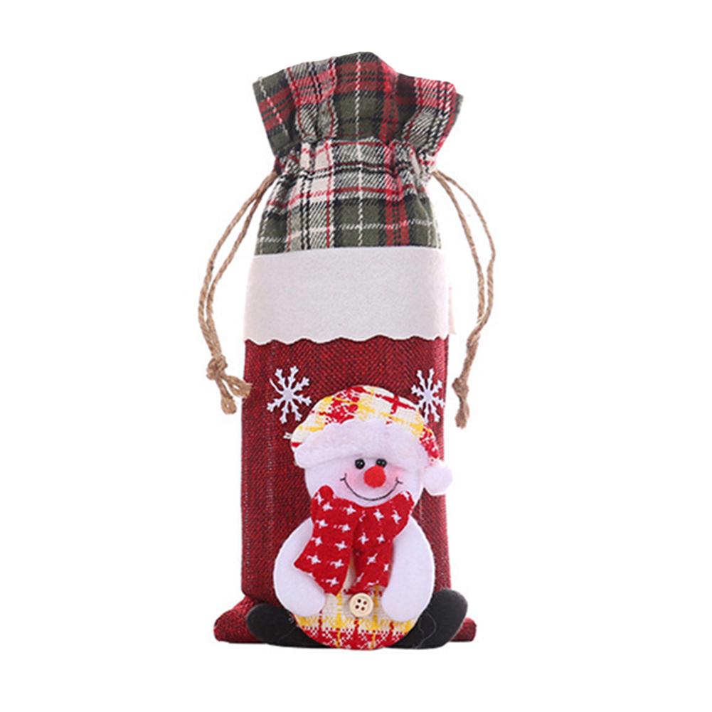 Snowman Elk Print Christmas Santa Wine Cover Bottle Bag Table