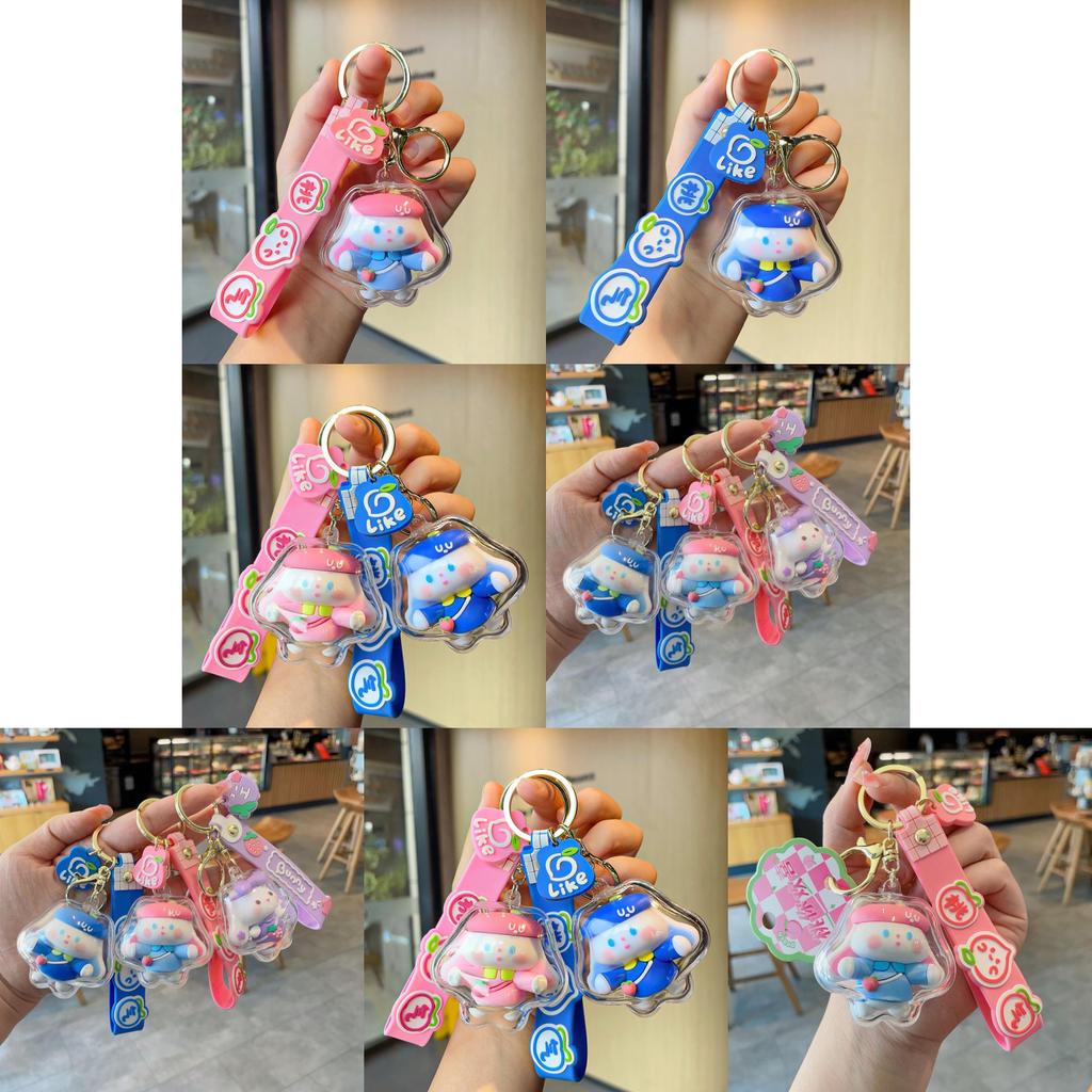 Adorable Cute Cartoon Rabbit Keychain For Girls Acrylic Couple Keyring Gift
