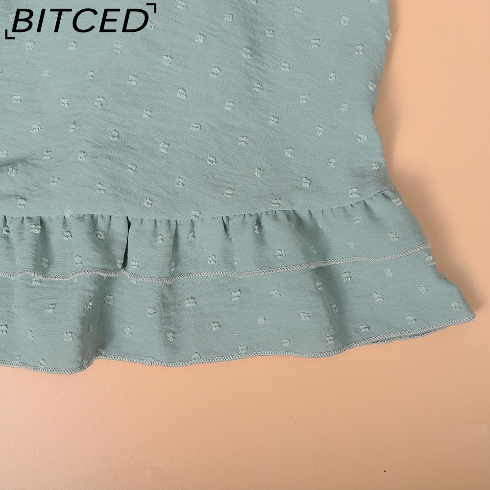 BITCED Women's Spring/Summer Waist-Defining V-Neck Dress Vacation Casual Short-Sleeve Slimming Dress