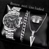 4PCS Men's Watch Set Fashion Trend Classic Roman Digital Scale Quartz Watch Jewelry Set Suitable for Daily Clothing Matching