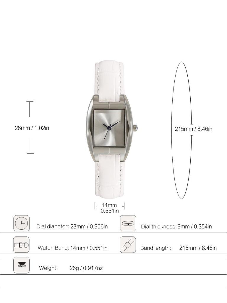 Popular Youth Ladies Barrel-Shaped Quartz Watch: Fashionable, Business-Ready, Waterproof with Leather Strap