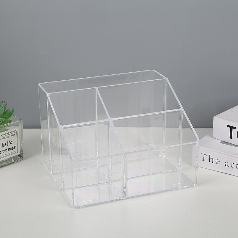 Transparent Acrylic Makeup Organizer Box Pen Holder Desktop Stationery Storage Box Multifunctional Student Office Organizing Box