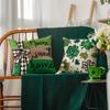 AVOIN colorlife ST Patricks Day Home Sweet Home Clover Throw Pillow Covers, 18 x 18 Inch Love Lives Here Buffalo Plaid Bow Tie Shamrock Decoration