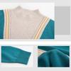 Women Autumn Winter Fashion Pullovers Long Sleeve Half Turtleneck Splicing Fake Two Contrasting Colors Loose Vintage Sweaters