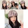 Reverse Fashionable Beret Hat For Women In Pink Plaid Perfect For Casual Outings