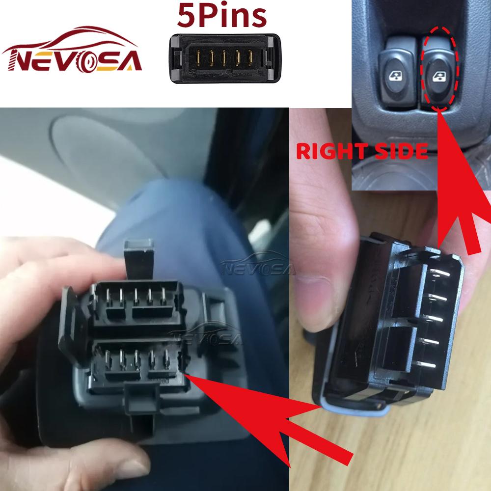 Стеклянная кнопка для Renault Megane MK1 1995-2003 Clio Kangoo Duster 2013 Переключатель управления электростеклоподъемником 7700838101 7700838100 5Pins-Right