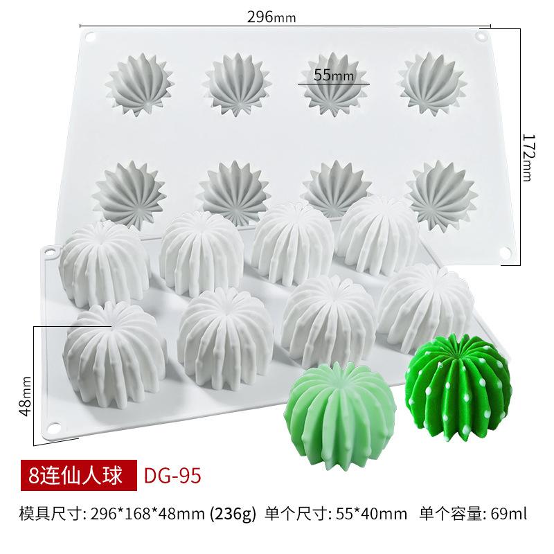 8-piece Cactus Silicone Mold DIY Mousse Cake Chocolate Pudding Mold Moldes De Silicona Para Repostería  Bakery Accessories
