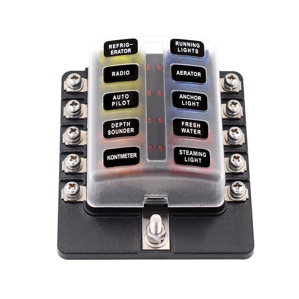 Universal 10 Way Fuse Box Block Fuse Holder Box Car Vehicle Circuit Automotive Car Fuse Accessory Tool