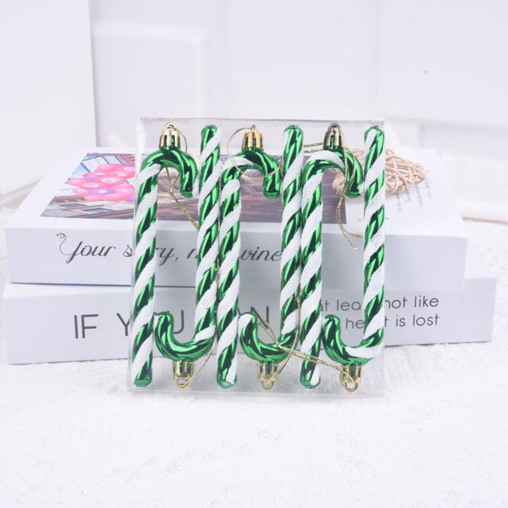 6pcs/box Cute Christmas Tree Decoration Hanging Candy Hook Ornaments Candy Canes Decoration  Holiday