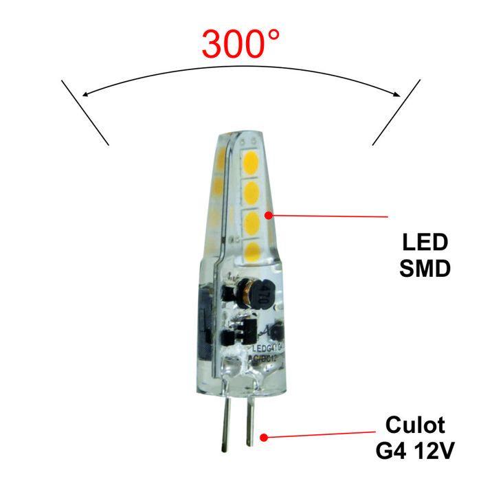 Lot de 2 ampoules LED G4 12V 2W capsule (equiv. 19W) 185Lm 2700K - garantie 2 ans