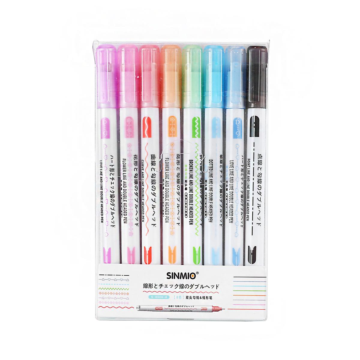 

8 шт. Двойные контурные маркеры, ручки с двойным наконечником, многоцветные забавные изогнутые ручки, быстросохнущие маркеры, маркер для заметок, Cur