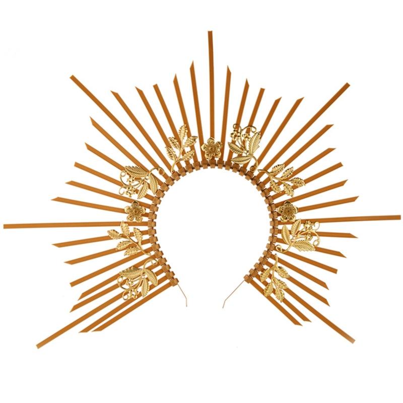 Vintage Goddess Headpiece Hairband Halo Crown Hair Hoop Headwear Halloween Girls Hair Accessories for Carnival Cosplay