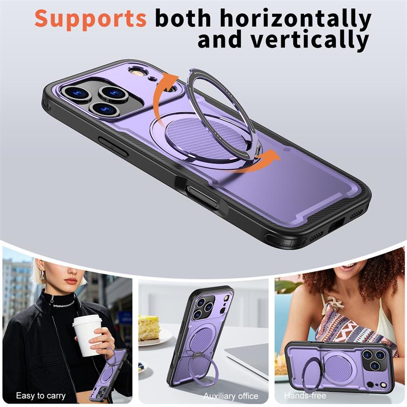Magnetic Bracket Drop-Proof Phone Case for iPhone 17 Pro Max, Compatible with iPhone 17/16/15/14/13 Models