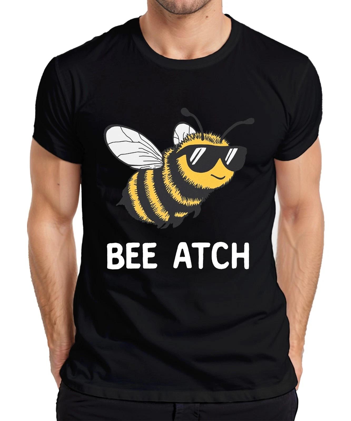 BEE ATCH coole Biene mit Sonnenbrille lustig Humor Geschenk Retro Herren T-Shirt XS