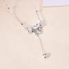 Original Design S925 Sterling Silver Bow Tassel Necklace for Women - High-End 2025 Style Clavicle Chain Accessory