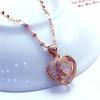 Purple Gold Inlaid Crystal Hollow Heart Neckalce For Woman Plated 14K Rose Gold Pendant Fashion Sweet Engagement Jewelry
