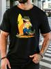 Unisex Short Sleeve T Shirt Surfing Crocodile Graphic Tee Beach Print Tops Summer Soft Cotton Casual Street Wear For Adult Male