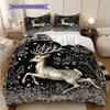 Deer Pattern Bedding Quilt Set Quilt Cover Pillowcase Home Decoration Birthday Gift (1 * Duvet Cover + 2 * Pillowcase, Without Core)