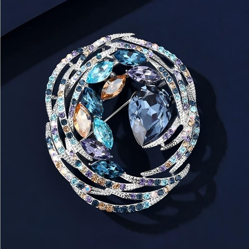 Retro Colorful Spiral Brooch, High-end Women's Luxurious and Elegant Bird's Nest Brooch, Simple and Fashionable Anti-glare Pin