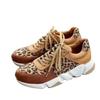 Fashion Plus Size 36-44 New Thick-soled Round Toe Low-top Leopard Print Women's Singles Cross-large Stitching Lace-up Sneakers