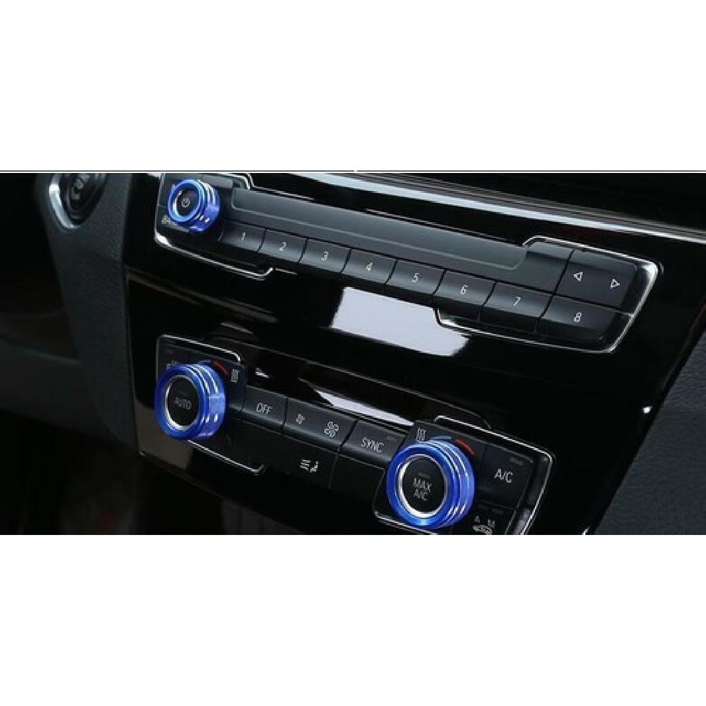 For BMW X1 2016- F48 Aluminum alloy blue console AC CD knob ring trim 3pcs