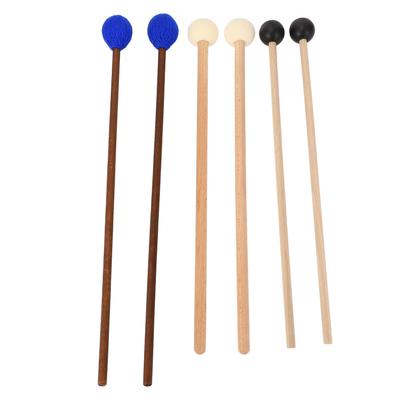 3 Pairs Instrument Mallet Set Maple Wood Handle Marimba Timpani Mallets Bell Xylophone Glockenspiel