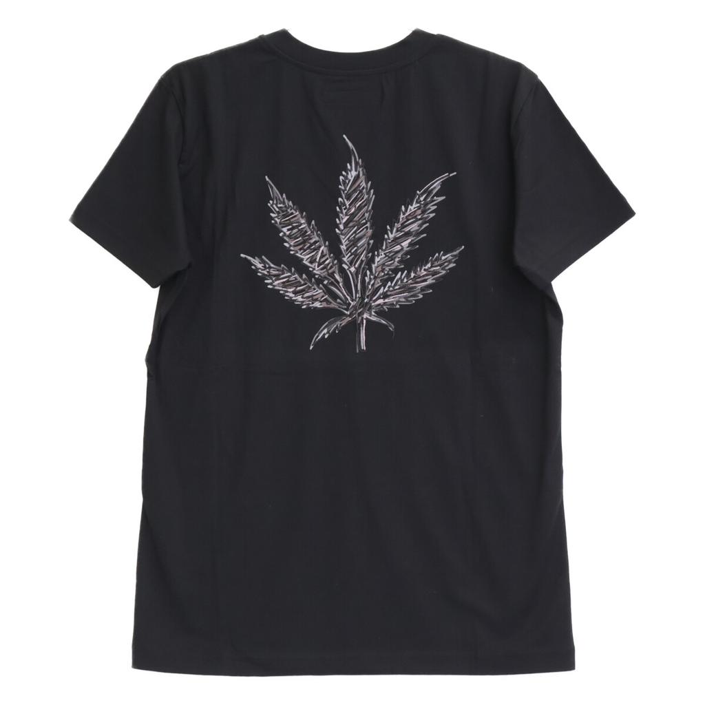 1piu1uguale3 MRT289 Black BACK LEAF V-NECK TEE V-neck T-shirt Tops 4 blackUsed