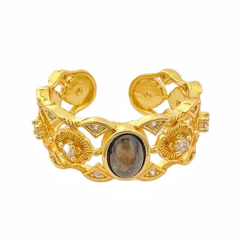 Retro Gold Medieval Pleated Temperament Open Ring Women'S Niche Design Advanced Sense Light Luxury Fashion Ring