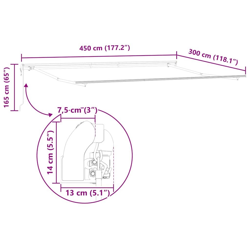 Retractable Awning Red and White 450 X 300 Cm