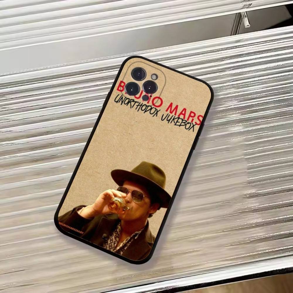 Singer Bruno M-Mars Phone Case For iPhone 17,16,15,14,13,12,11 Plus,Pro Max,XS,Soft Black Cover
