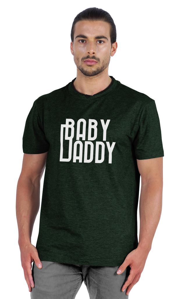 Inkmeso Men  s Graphic Quote   Baby Daddy   Tshirt For Dads Round Neck with V Cut