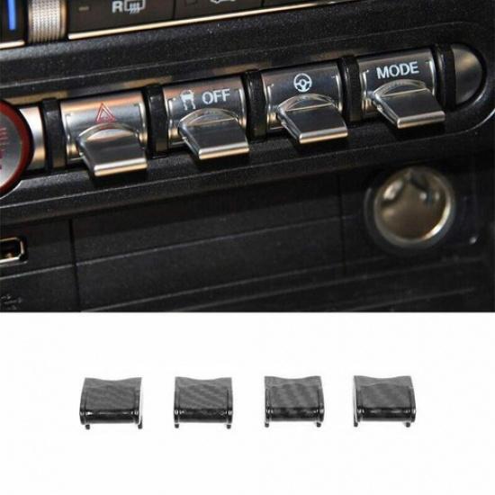 Fit For Ford Mustang 2015- Carbon Fiber Central Console Aircraft Cover Trim