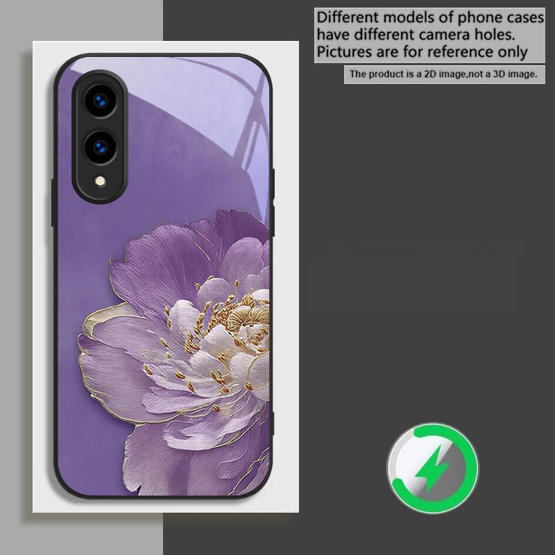 Gradient colored flowers For Samsung Galaxy S20 FE S21 S22 + S23 Plus S24 Ultra 25 Edge S24 Ultra For Magsafe Glass Phone Casee