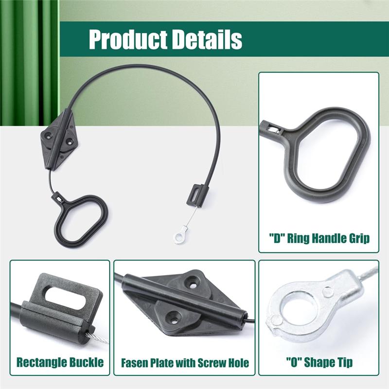 

AB34-2Pcs Forlazy Boy Handle Cable Release Cable D Ring Parachute Style Lounger Release Cable Lounger Handle Replacement чорний