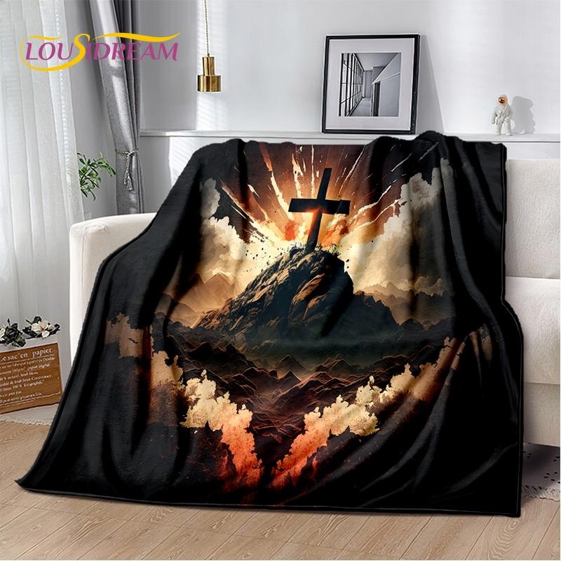 New 3D Pray Holy Bible Cross Jesus Soft Blankets,Keep Warm Throw Blanket Comfortable Blanket for Picnic Beds Sofa Home Bedroom