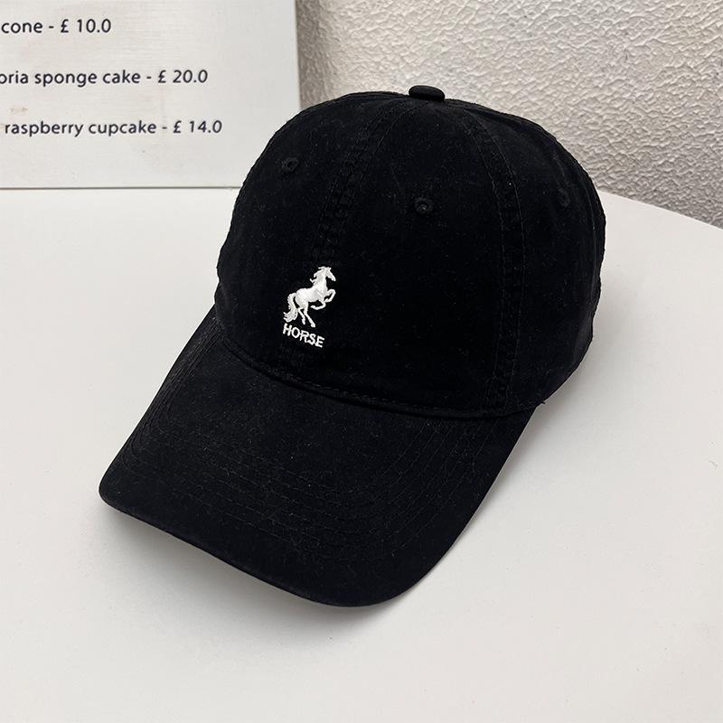 Pony letter embroidered baseball cap for women and men, simple and versatile for spring and summer, wide brim sun hat that makes the face look