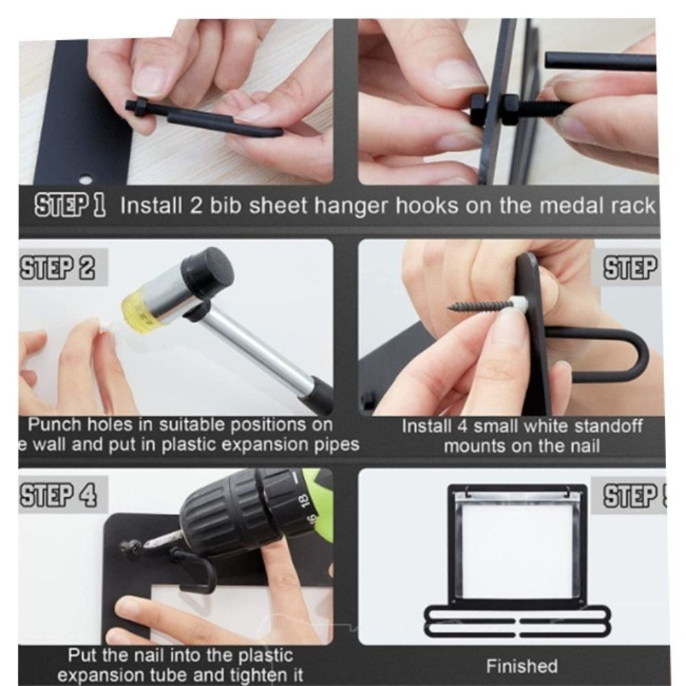 Iron Display Stand Storage Marathon Running Bib Holder Medal Hanger  Soccer Swim Running