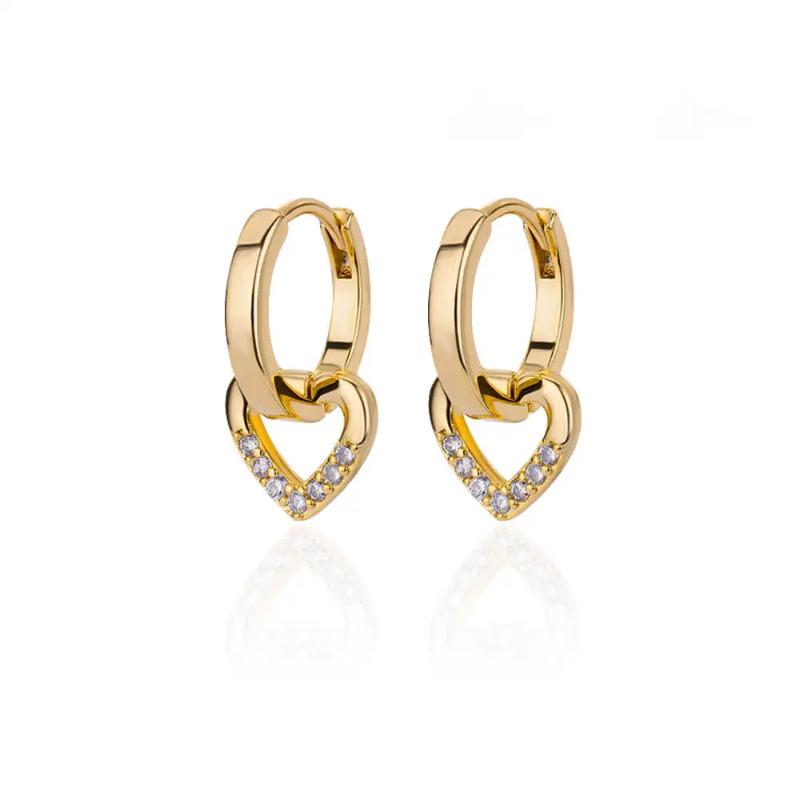 Zircon Heart Pendientes Earring For Women Stainless Steel Gold Color Piercing Earring 2025 Trend Jewelry aretes Accesorios mujer