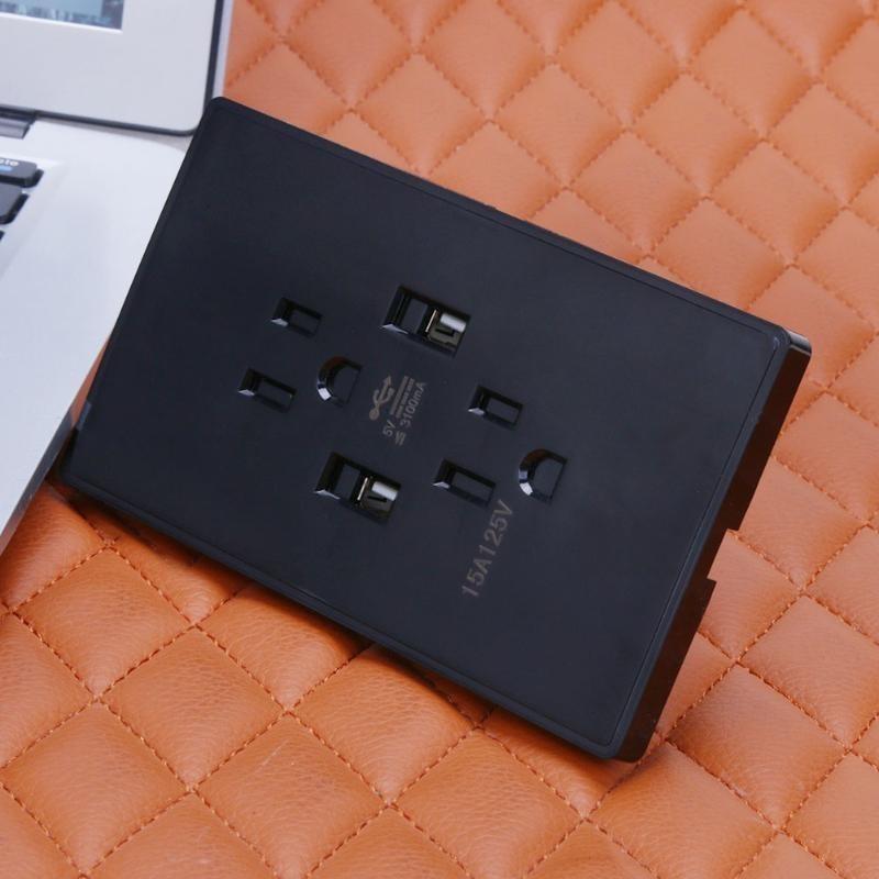 2 Pack Stylish 2 Outlet 2 Usb Port Wall Socket Charger Panel Set