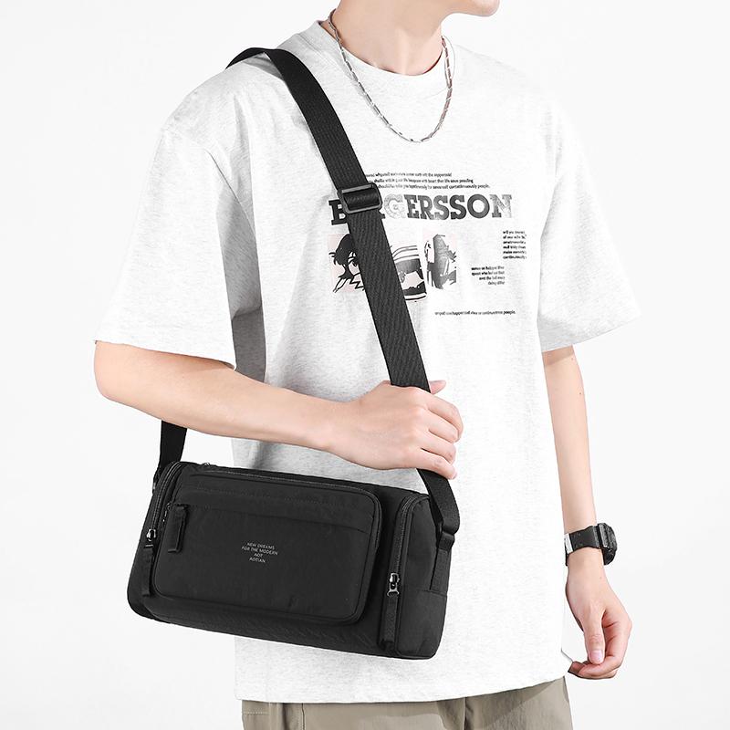 Minimalist Men's Crossbody Bag with Multiple Zipper Compartments for Urban Lifestyle