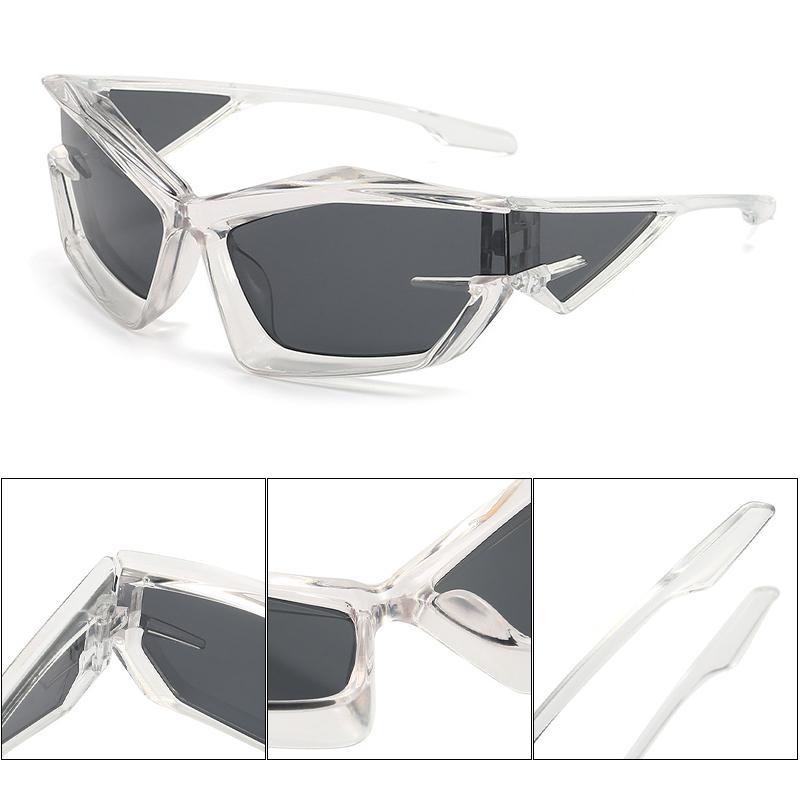 Xiaomi Y2K Futuristic Geometric Sunglasses UV400 Cyberpunk Irregular Wrap Around Shades Unisex Fashion Street Party Eyewear