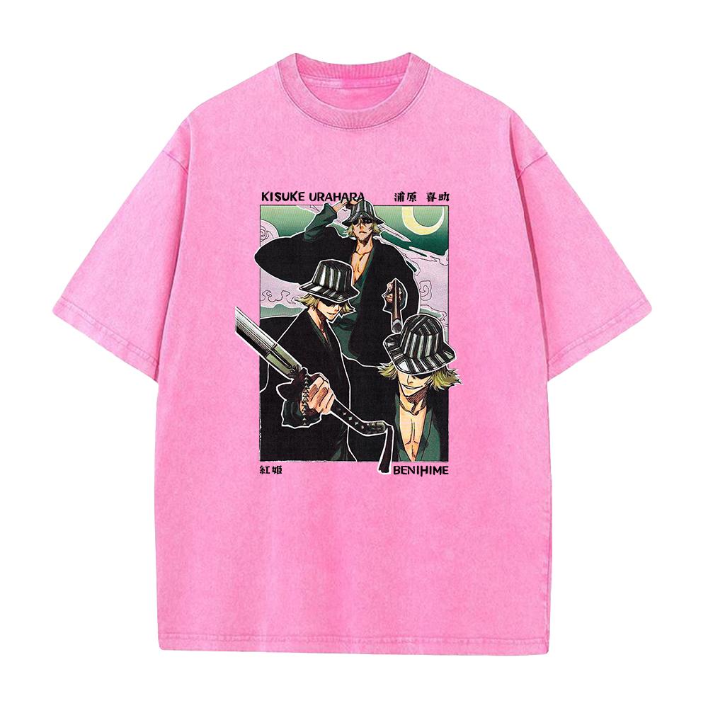 Anime BLEACH Print T Shirts Urahara Kisuke Manga Tshirt Men Women Wash Cotton Tee Clothing Summer Short Sleeve ONeck Streetwear S