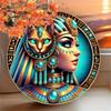 Vintage Bastet Kat Metalen Wandkunst Egyptische Godin Decoratie met Hiërogliefen