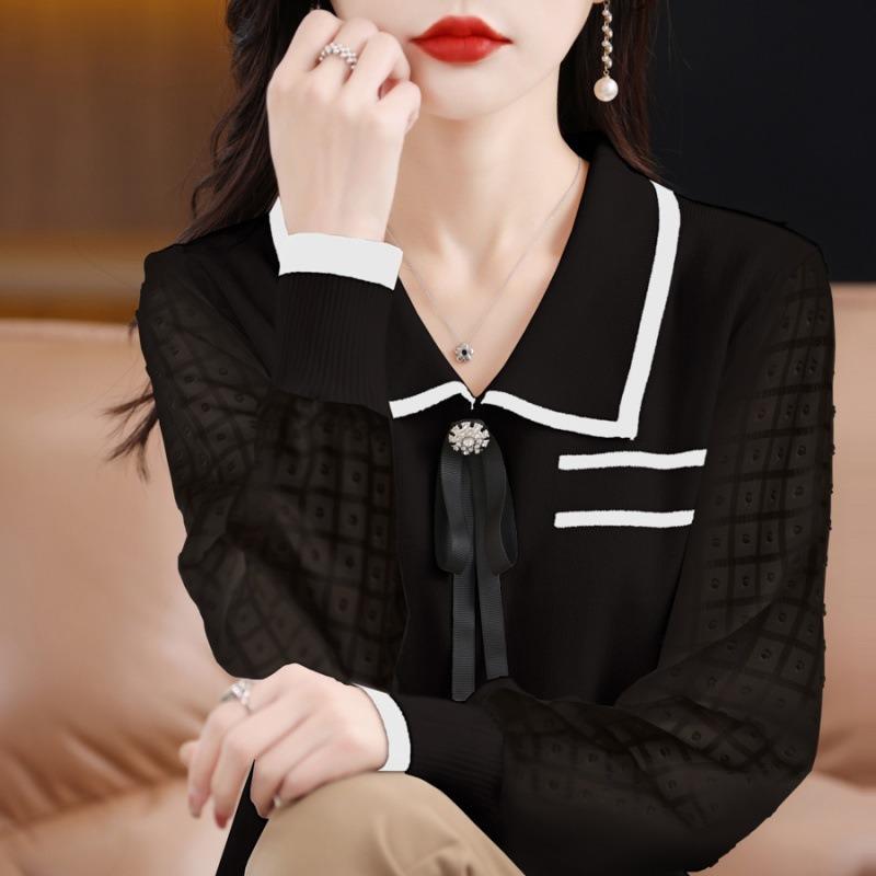 Spring and Autumn New Chiffon Knitted Sweater Loose Sweater Top Women