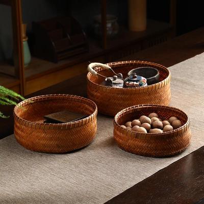 Bamboo Handmade Retro Lacquer Snack & Tea Storage Basket