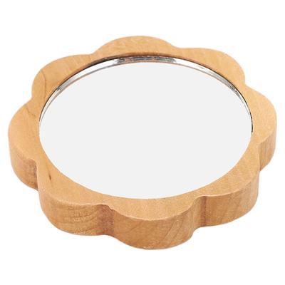 Holzgerahmter Make-up-Spiegel Glas Modischer Handspiegel Kleiner Runder Kosmetikspiegel für Frauen