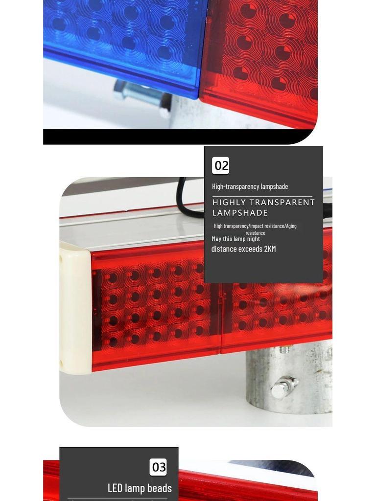 Solar-Powered Red/Blue LED Warning Strobe for Roadblocks and Construction Sites